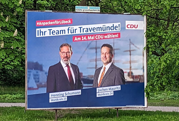 Wahlplakat der CDU an der Außenallee. Foto: Helge Normann 