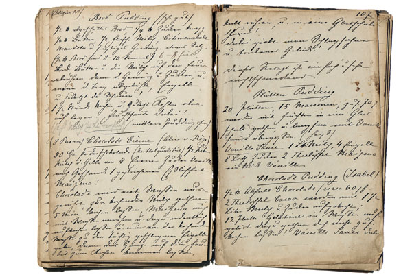 Das Kochbuch von Auguste Mann mit dem Rezept von Plettenpudding. Foto: Michael Haydn