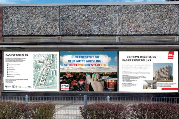 Die Pläne hängen am ehemaligen Supermarkt aus. Fotos: Hansestadt Lübeck