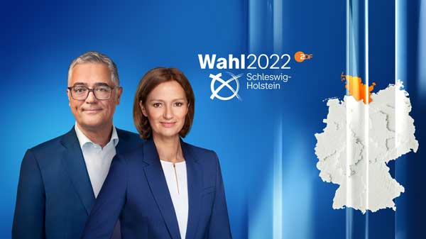Matthias Fornoff und Bettina Schausten informieren live aus Kiel über die Wahl in Schleswig-Holstein. Foto: ZDF
