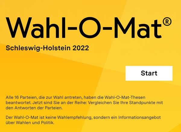 Der Wahl-O-Mat ist ein Frage-und-Antwort-Tool, das zeigen soll, welche zu
einer Wahl zugelassene Partei der eigenen politischen Position am nächsten stehen könnte. Bild: wahl-o-mat.de