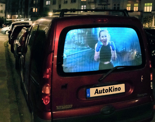 Eines der neuen Projekte: Ein Autokino mit Kurzfilmen auf der Heckscheibe. Foto: Christoffer Greiß