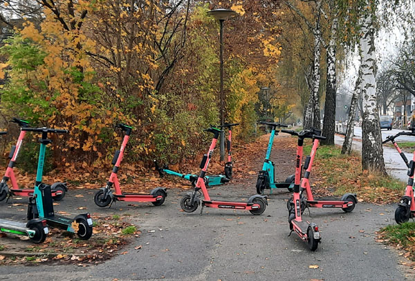 Gemeingebrauch: Die Stadt kann wenig gegen störend abgestellte Scooter ausrichten. Foto: M. Neff/Archiv
