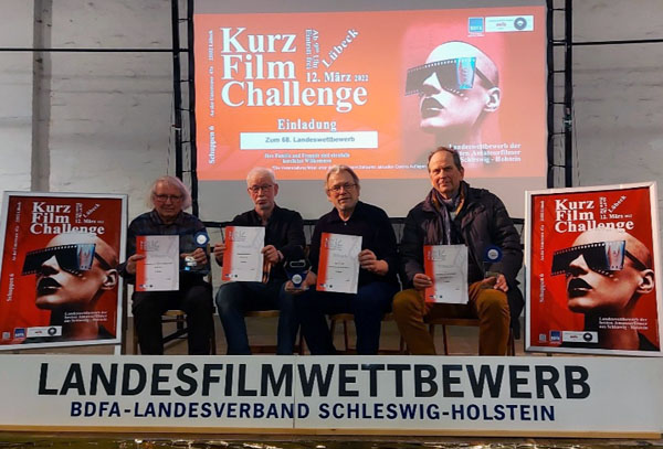 Die Gewinner der Filmpreises Günter Stuhr, Peter Kohnke, Gerhard Malchow und Hans-Jürgen Paulien. Fotos: Holger Kasnitz