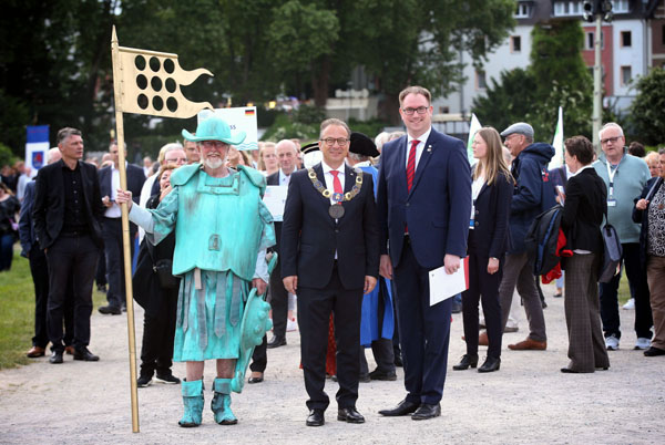 Der Vormann der Hanse und Lübecker Bürgermeister Jan Lindenau dankte den Neussern für das Fest. Foto: Stadt Neuss/Anke Hesse