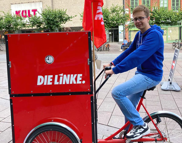 Das Wahlkampf-Lastenrad der Linken wurde in der Nacht zu Dienstag in der Hundestraße geklaut.