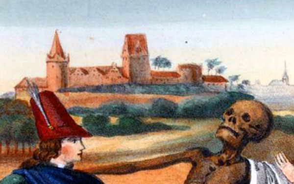 Auf dem Totentanz-Gemälde ist eine Burg zu sehen. Ein Teil davon ist offenbar die Olavsburg.