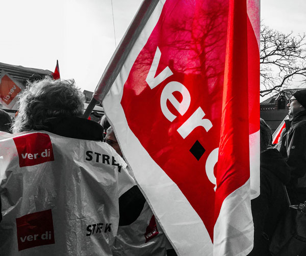 Für Mittwoch, 08. März, plant die Vereinte Dienstleistungsgewerkschaft ver.di den nächsten ganztägigen Warnstreik für die Beschäftigten des öffentlichen Dienstes in Lübeck. Foto: Verdi